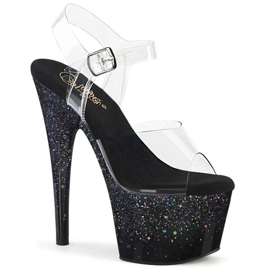 Pleaser ADORE-708SS Plateau Sandalettes Glitter Transparent Black EU-35 / US-5
