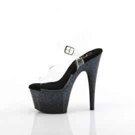 Pleaser ADORE-708SS Plateau Sandalettes Glitter Transparent Black EU-35 / US-5
