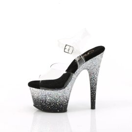 Pleaser ADORE-708SS Plateau Sandalettes Glitter Transparent Silver EU-35 / US-5