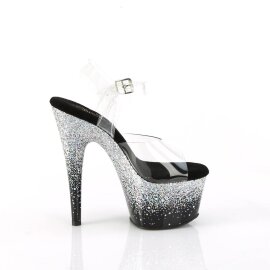 Pleaser ADORE-708SS Plateau Sandalettes Glitter Transparent Silver EU-37 / US-7