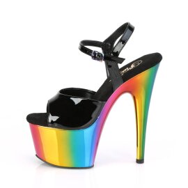 Pleaser ADORE-709RC Plateau Sandalettes Patent Black Colorful EU-38 / US-8
