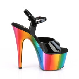 Pleaser ADORE-709RC Plateau Sandalettes Patent Black Colorful EU-38 / US-8