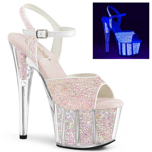 Pleaser ADORE-710UVG Plateau Sandalettes Glitter Silver EU-39 / US-9