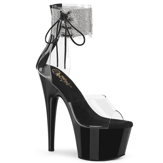 Pleaser ADORE-724RS Plateau Sandalettes Rhinestones Transparent Black EU-35 / US-5