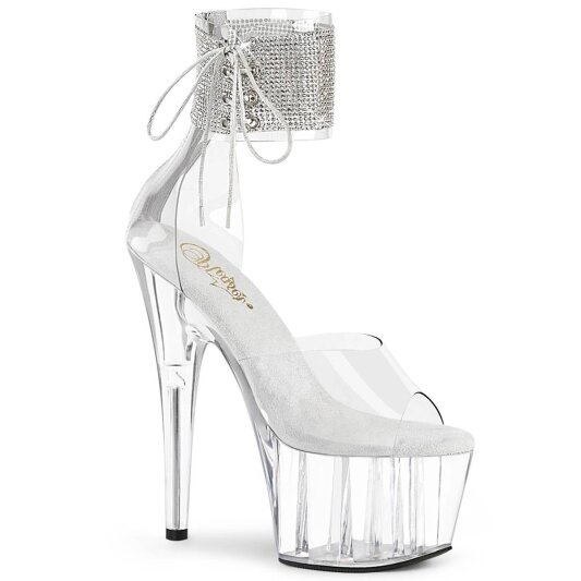Pleaser ADORE-724RS Plateau Sandalettes Rhinestones Transparent EU-35 / US-5