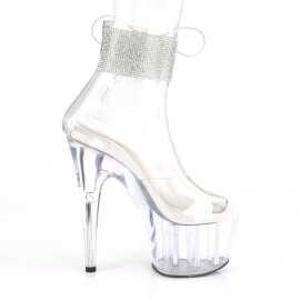 Pleaser ADORE-724RS Plateau Sandalettes Rhinestones Transparent EU-38 / US-8
