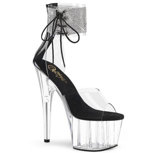 Pleaser ADORE-724RS Plateau Sandalettes Rhinestones Transparent EU-37 / US-7