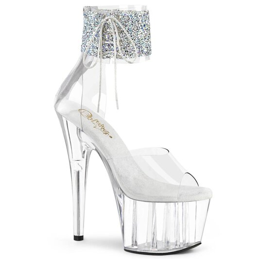 Pleaser ADORE-724RS-02 Plateau Sandalettes Rhinestones Transparent EU-35 / US-5