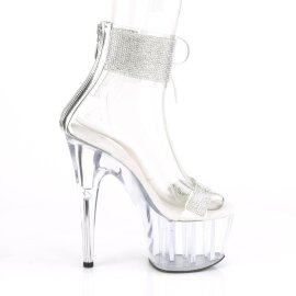 Pleaser ADORE-727RS Plateau Sandalettes Rhinestones Transparent Silver EU-37 / US-7