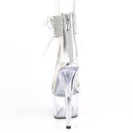Pleaser ADORE-727RS Plateau Sandalettes Rhinestones Transparent Silver EU-38 / US-8