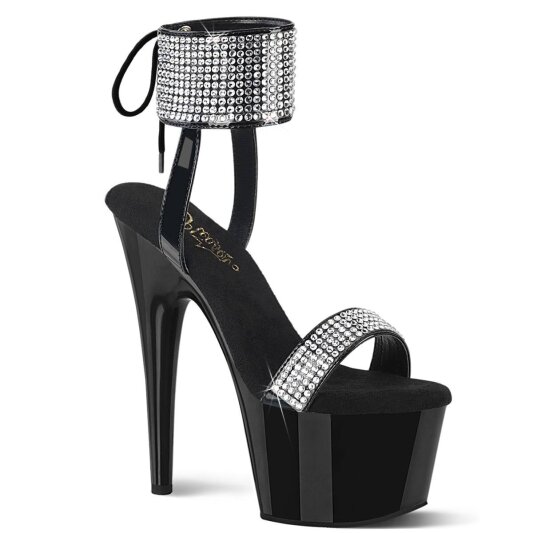 Pleaser ADORE-770 Plateau Sandalettes Patent Rhinestones Black EU-35 / US-5