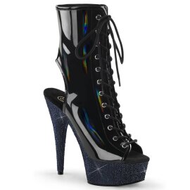 Pleaser BEJEWELED-1016-6 Plateau Ankle Boots Holo Rhinestones Black EU-41 / US-11