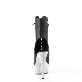 Pleaser BEJEWELED-1016-6 Plateau Ankle Boots Faux Leather Rhinestones Black Silver EU-36 / US-6
