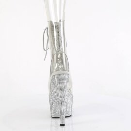 Pleaser BEJEWELED-1016C-2-7 Plateau Ankle Boots Rhinestones Transparent Silver EU-37 / US-7