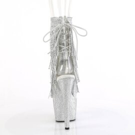 Pleaser BEJEWELED-1017RSF-7 Plateau Ankle Boots Rhinestones Transparent Silver EU-40 / US-10