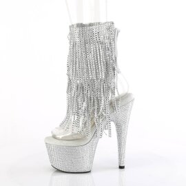 Pleaser BEJEWELED-1017RSF-7 Plateau Ankle Boots Rhinestones Transparent Silver EU-37 / US-7