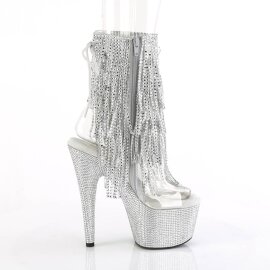 Pleaser BEJEWELED-1017RSF-7 Plateau Ankle Boots Rhinestones Transparent Silver EU-38 / US-8