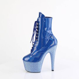 Pleaser BEJEWELED-1020-7 Plateau Ankle Boots Holo Rhinestones Blue EU-36 / US-6