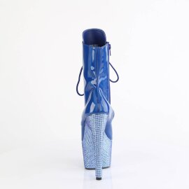 Pleaser BEJEWELED-1020-7 Plateau Ankle Boots Holo Rhinestones Blue EU-36 / US-6