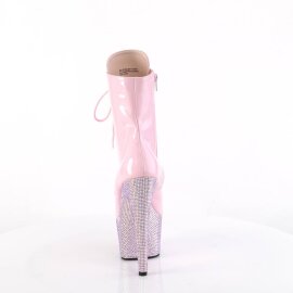 Pleaser BEJEWELED-1020-7 Plateau Ankle Boots Holo Rhinestones Light Pink EU-40 / US-10