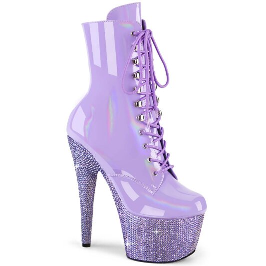 Pleaser BEJEWELED-1020-7 Plateau Ankle Boots Holo Rhinestones Purple EU-40 / US-10