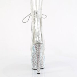 Pleaser BEJEWELED-1021C-7 Plateau Ankle Boots Rhinestones Transparent Silver EU-35 / US-5