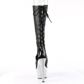 Pleaser BEJEWELED-2018-7 Plateau Ankle Boots Faux Leather Rhinestones Black EU-41 / US-11
