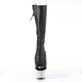 Pleaser BEJEWELED-2018-7 Plateau Ankle Boots Faux Leather Rhinestones Black EU-42 / US-12