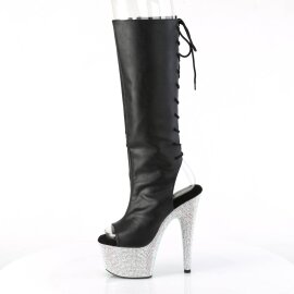 Pleaser BEJEWELED-2018-7 Plateau Ankle Boots Faux Leather Rhinestones Black EU-42 / US-12
