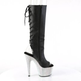 Pleaser BEJEWELED-2018-7 Plateau Ankle Boots Faux Leather Rhinestones Black EU-42 / US-12
