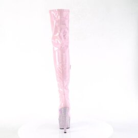Pleaser BEJEWELED-3000-7 Plateau Overknee Boots Holo Rhinestones Light Pink EU-35 / US-5