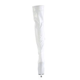 Pleaser BEJEWELED-3000-7 Plateau Overknee Boots Holo Rhinestones White EU-44 / US-14