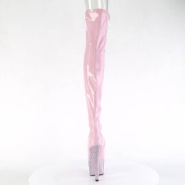 Pleaser BEJEWELED-3011-7 Plateau Overknee Boots Holo Rhinestones Light Pink EU-37 / US-7