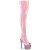 Pleaser BEJEWELED-3011-7 Plateau Overknee Boots Holo Rhinestones Light Pink EU-37 / US-7