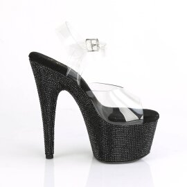 Pleaser BEJEWELED-708DM Plateau Sandalettes Rhinestones Transparent Black EU-40 / US-10