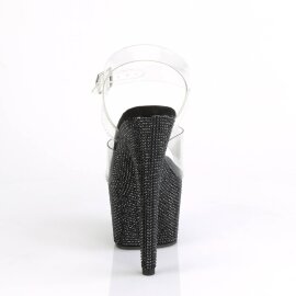 Pleaser BEJEWELED-708DM Plateau Sandalettes Rhinestones Transparent Black EU-41 / US-11