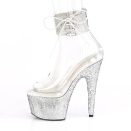 Pleaser BEJEWELED-724RS Plateau Sandalettes Rhinestones Transparent Silver EU-35 / US-5