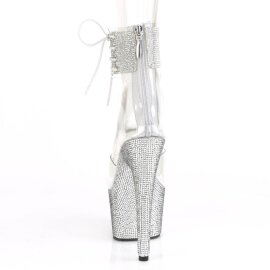 Pleaser BEJEWELED-724RS Plateau Sandalettes Rhinestones Transparent Silver EU-37 / US-7