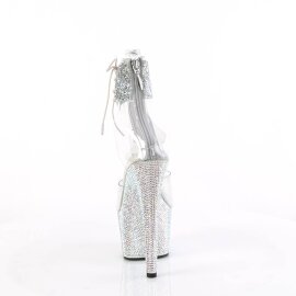 Pleaser BEJEWELED-724RS-02 Plateau Sandalettes Rhinestones Transparent Silver EU-35 / US-5