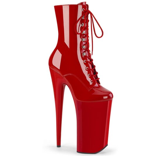 Pleaser BEYOND-1020 Plateau Ankle Boots Patent Red EU-40 / US-10