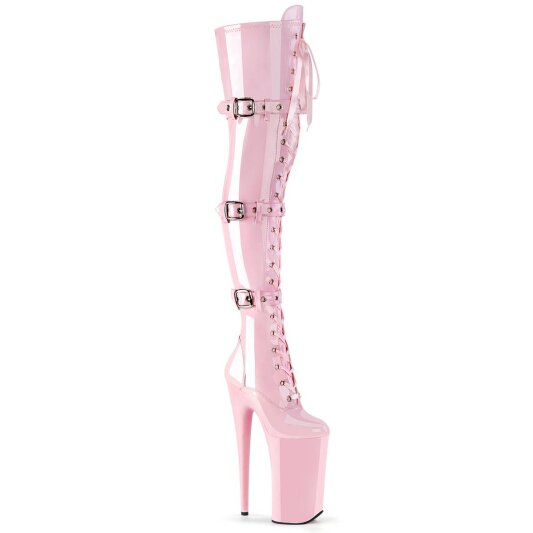 Pleaser BEYOND-3028 Plateau Overknee Boots Patent Light Pink EU-38 / US-8
