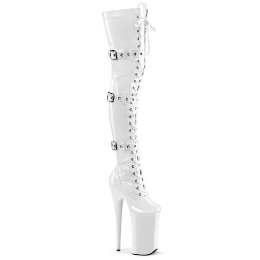 Pleaser BEYOND-3028 Plateau Overknee Boots Patent White EU-38 / US-8