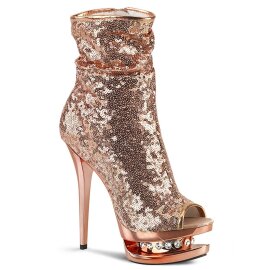 Pleaser BLONDIE-R-1008 Plateau Ankle Boots Sequins Chrome...