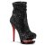 Pleaser BLONDIE-R-1009 Plateau Ankle Boots Sequins Black Red EU-35 / US-5