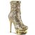 Pleaser BLONDIE-R-1009 Plateau Ankle Boots Sequins Gold EU-35 / US-5