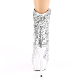 Pleaser BLONDIE-R-1009 Plateau Ankle Boots Sequins Chrome Silver EU-36 / US-6