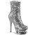 Pleaser BLONDIE-R-1009 Plateau Ankle Boots Sequins Chrome Silver EU-36 / US-6
