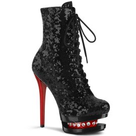 Pleaser BLONDIE-R-1020 Plateau Ankle Boots Sequins Black...