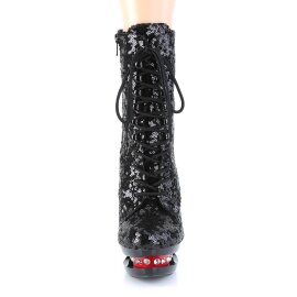 Pleaser BLONDIE-R-1020 Plateau Ankle Boots Sequins Black...