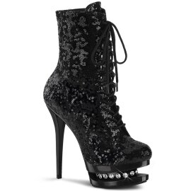 Pleaser BLONDIE-R-1020 Plateau Ankle Boots Sequins Black...